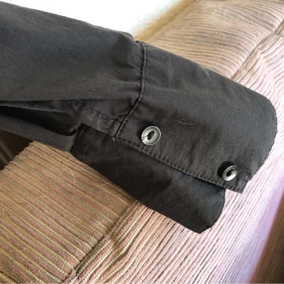 Liz Claiborne Blouse Black SxXL Collar/Cuffs Button Down Peplum - Picture 4 of 8